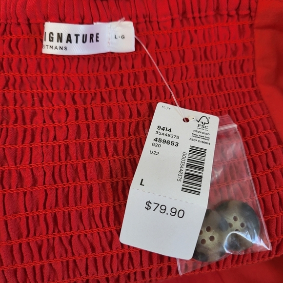 Reitmans Signature Elegant Red Button-Down Dress. Cotton Blend. Size Large - Picture 8 of 12